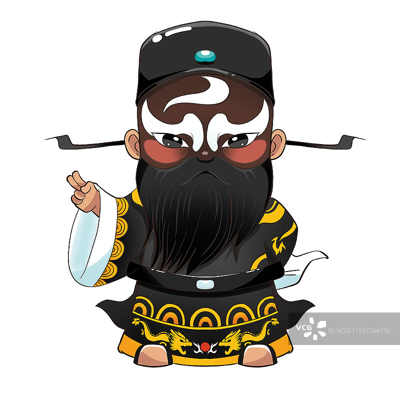 卡通戏曲人物包公包拯正净插画京剧国粹元素图片素材