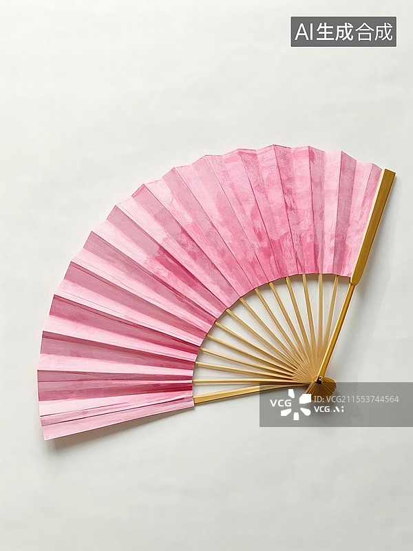 【AI数字艺术】粉色渐变纸质折扇图片素材
