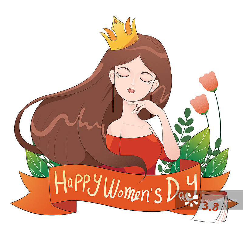 卡通女王节插画素材38女生女王女神三八妇女节图片素材