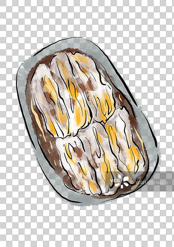 国潮风广州美食插画元素-肠粉图片素材