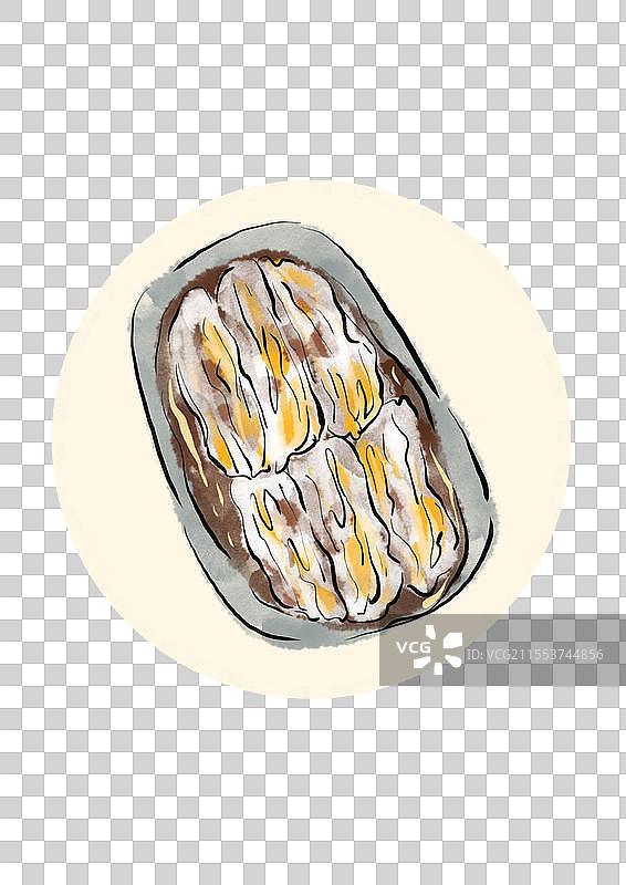 国潮风广州美食插画元素-肠粉图片素材