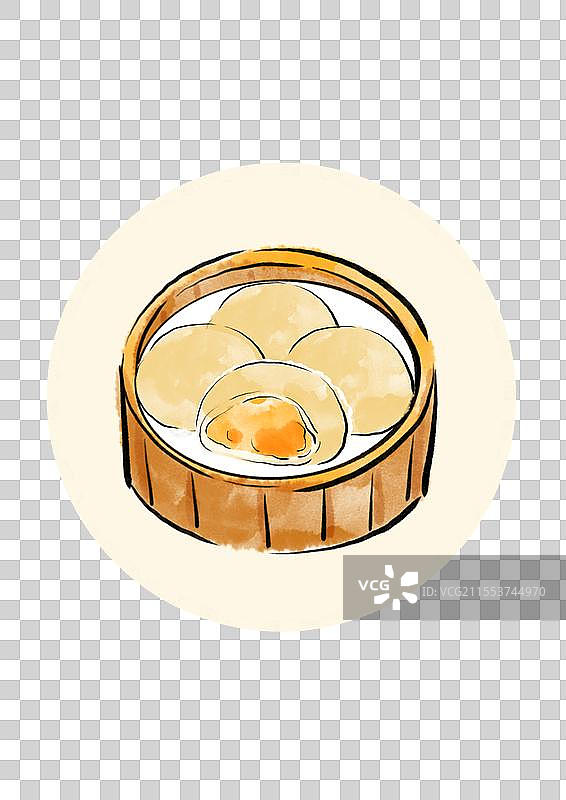 国潮风广州美食插画元素-流沙包图片素材