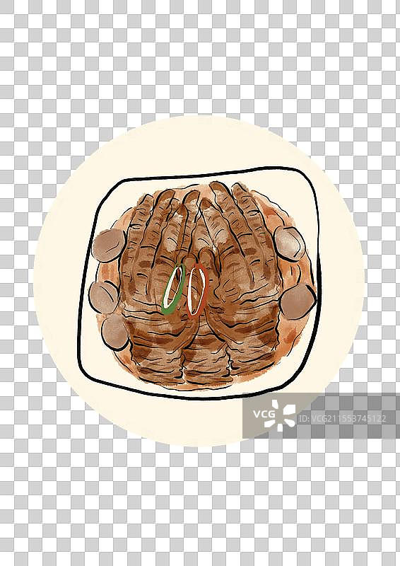 国潮风广州美食插画元素-豉汁凤爪图片素材