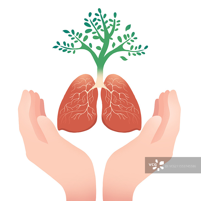 卡通双手托着肺插画元素世界防治结核病日医疗宣传图片素材