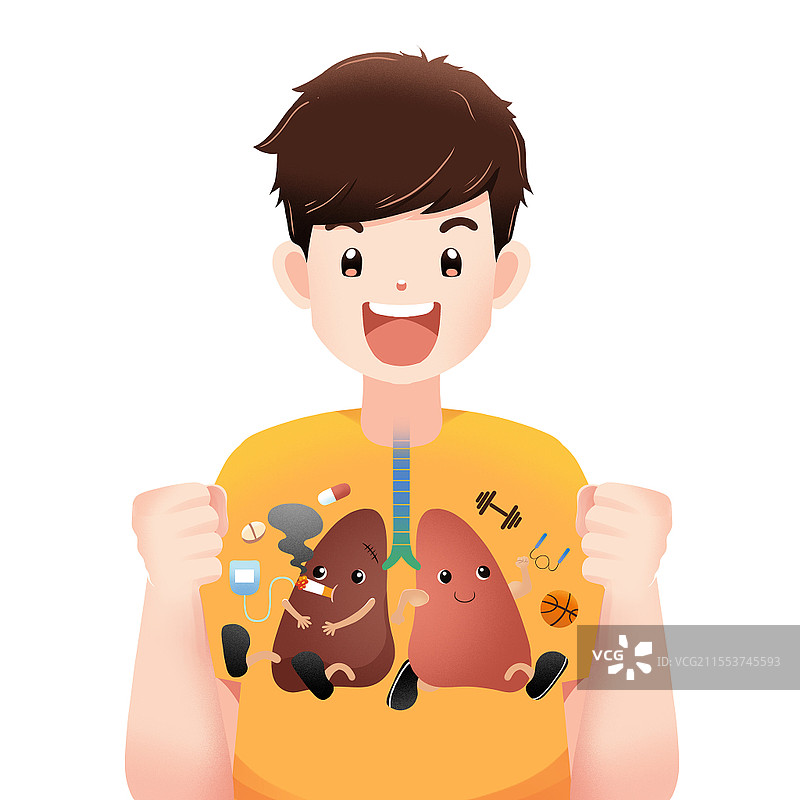 卡通人物肺部健康插画元素世界防治结核病医疗宣传科普图片素材
