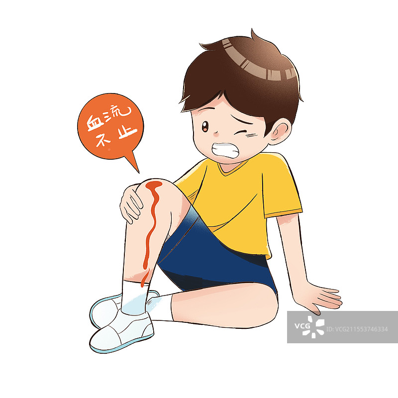 卡通男孩摔倒腿流血血友病血流不止插画世界血友病日医疗科普图片素材