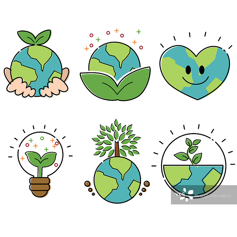 卡通可爱世界地球日logo素材爱心保护环境绿色节能422图标icon图片素材