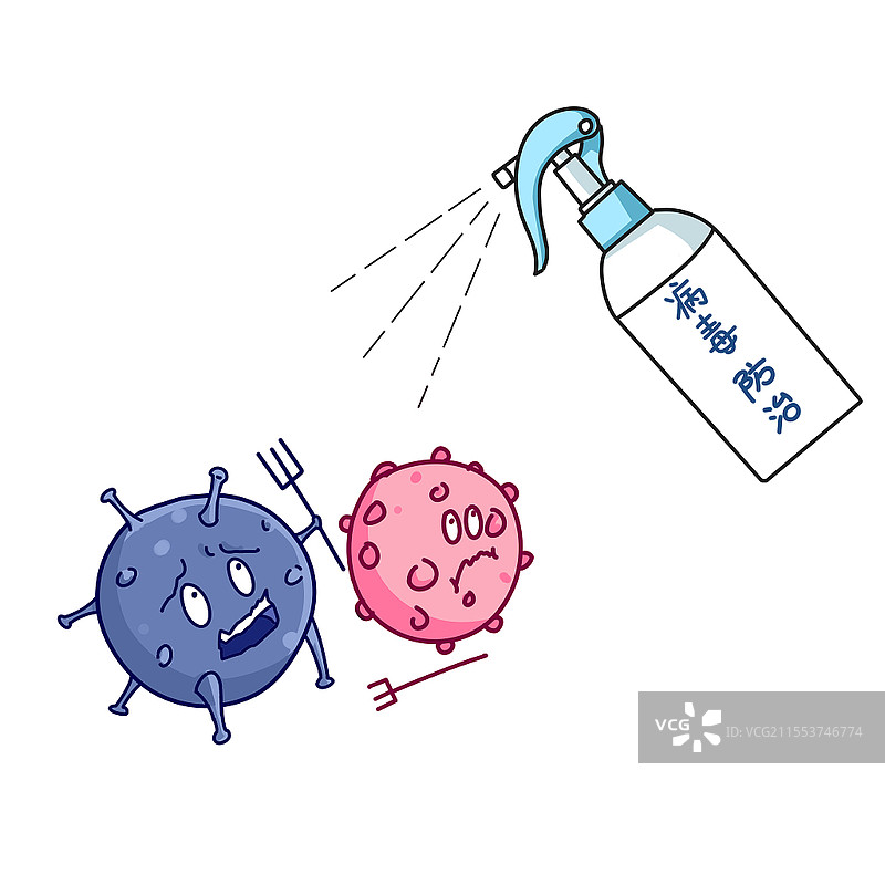 卡通漫画病毒防治杀菌 杀毒全国肿瘤防治宣传周图片素材