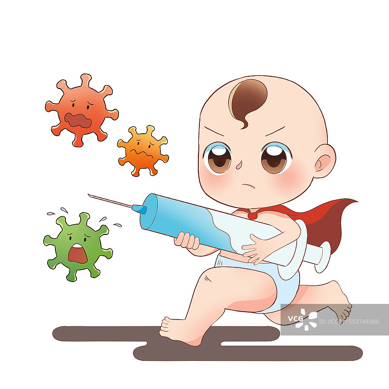 卡通婴儿疫苗插画元素全国儿童预防接种日图片素材