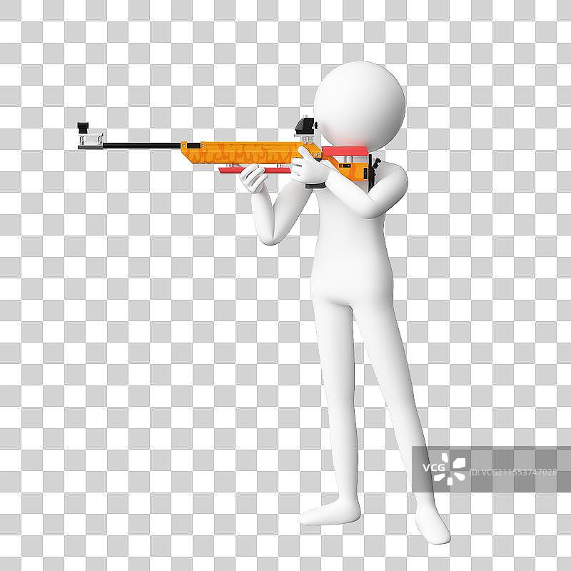 运动会3D立体运动员人物射击形象插画图片素材