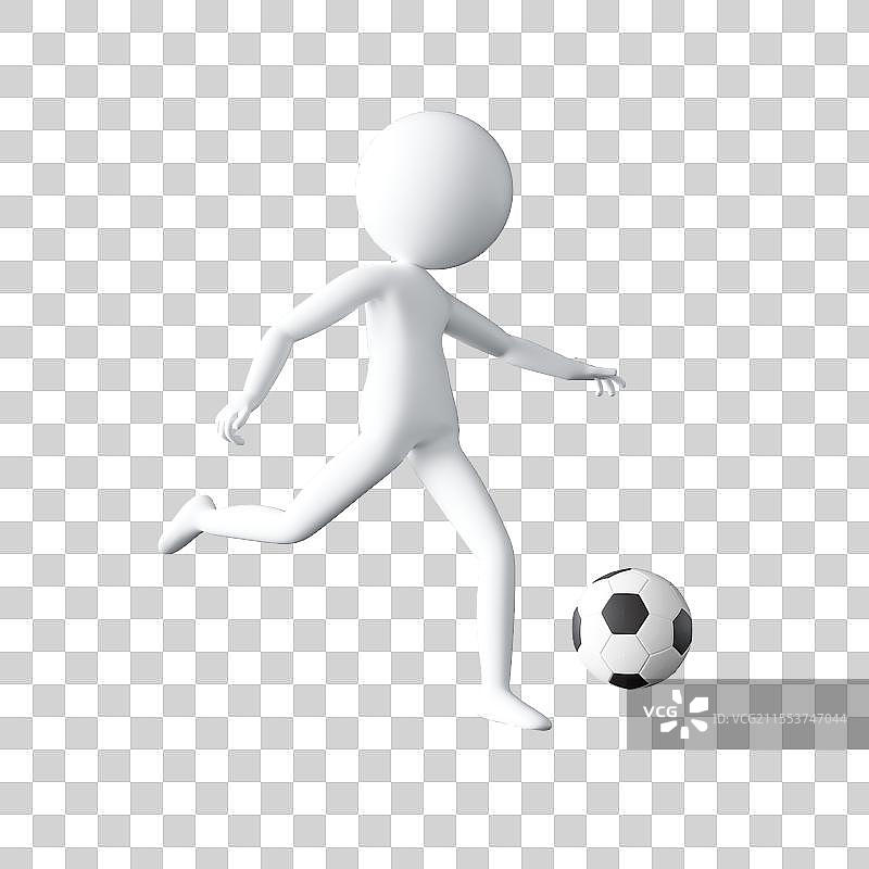 白色足球3D卡通人物运动员球员踢足球形象PNG插画素材图片素材