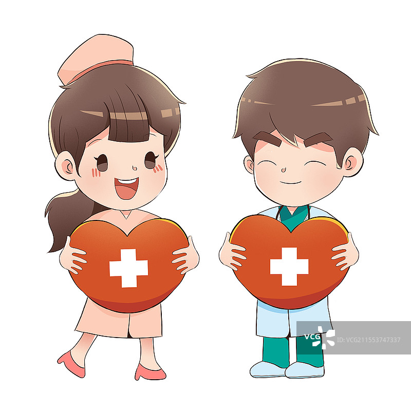 卡通爱心护士和医生主题插画元素世界红十字日图片素材