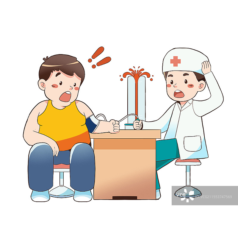 卡通人物肥胖量血压超高插画元素世界防治肥胖日图片素材