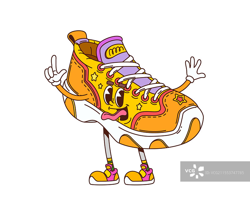 复古时尚的运动鞋卡通角色图片素材