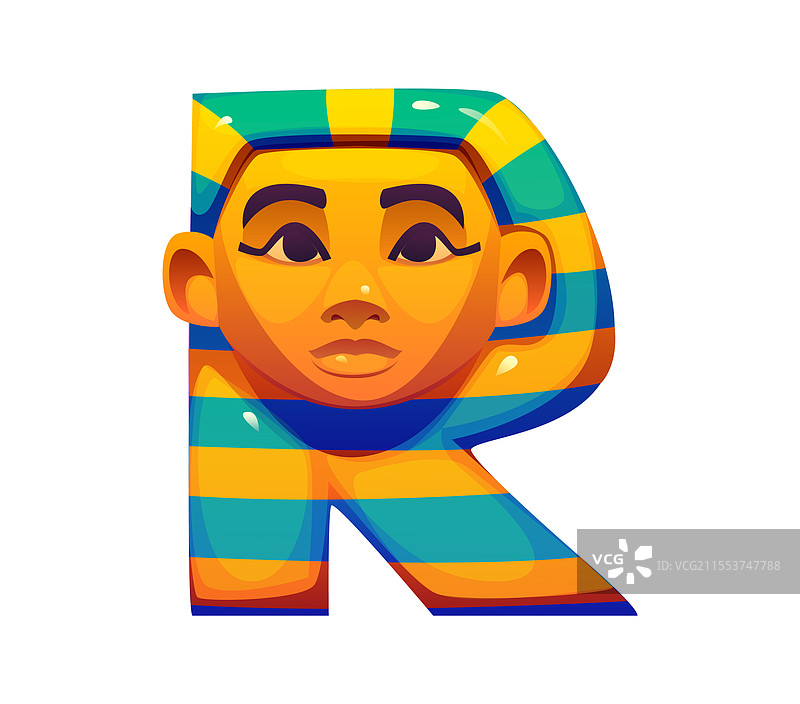 卡通埃及字体法老面孔字母R图片素材