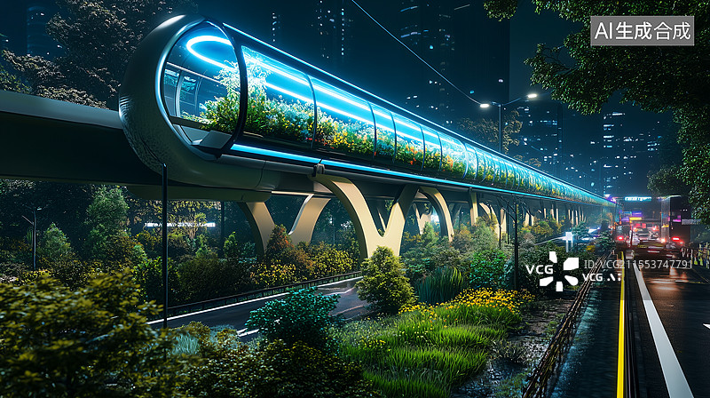 【AI数字艺术】未来城市交通系统图片素材