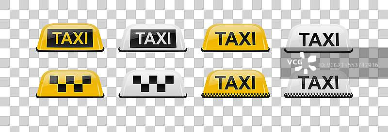 出租车车顶标志组 逼真图片素材