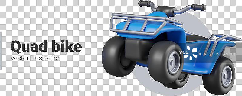 蓝色四轮摩托车正在快速驾驶中图片素材