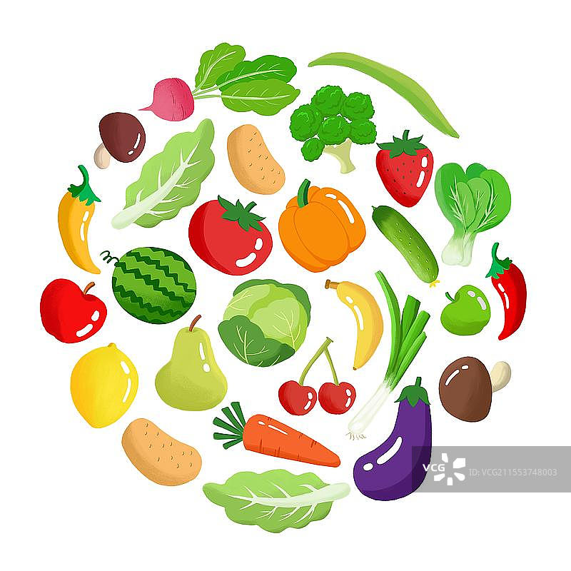卡通蔬菜水果营养维生素纤维素瓜果绿菜素材全民营养周图片素材