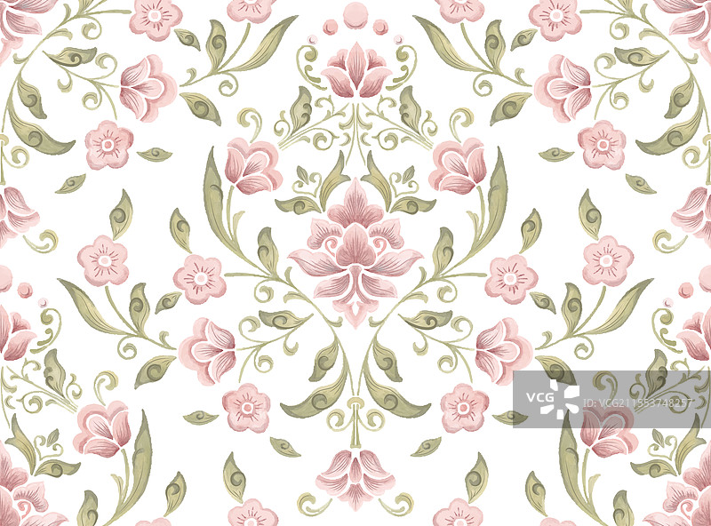 经典的达马斯克无缝图案元素图片素材