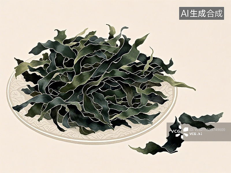 【AI数字艺术】国潮单品插画-中药材昆布图片素材