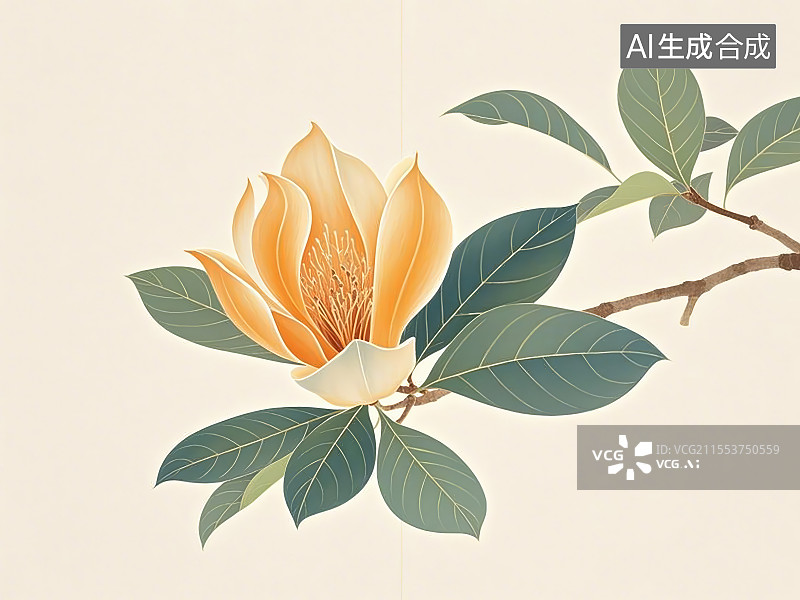 【AI数字艺术】国潮单品插画-中药材辛夷图片素材