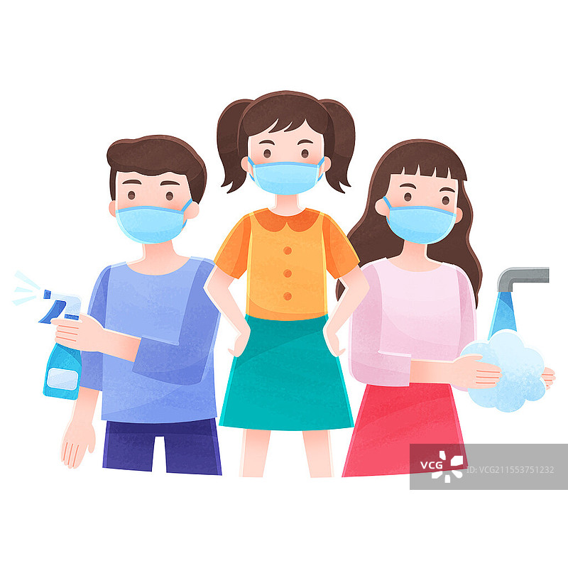 卡通手绘人物过敏过敏防治宣传科普过敏素材世界过敏性疾病日图片素材