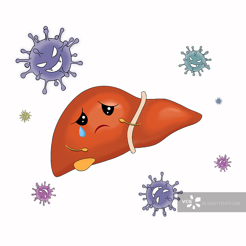 卡通乙肝病毒乙型肝炎肝健康漫画病毒性肝炎图片素材