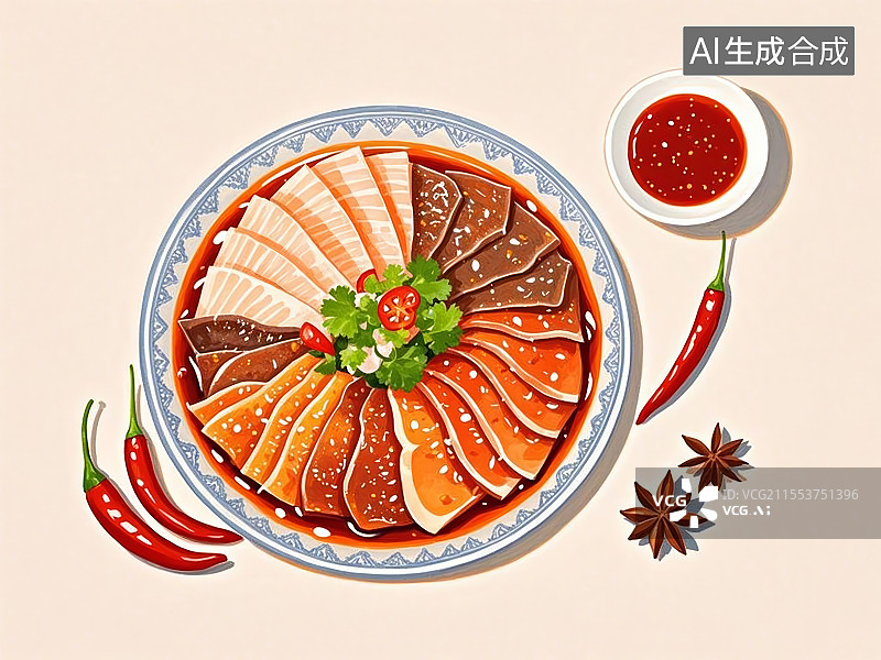 【AI数字艺术】国潮单品插画-夫妻肺片图片素材