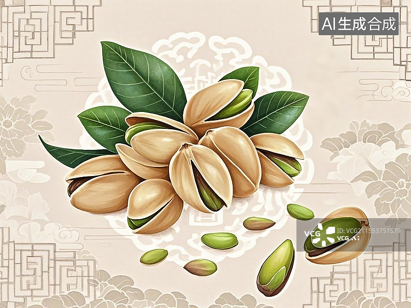 【AI数字艺术】国潮单品插画-开心果图片素材