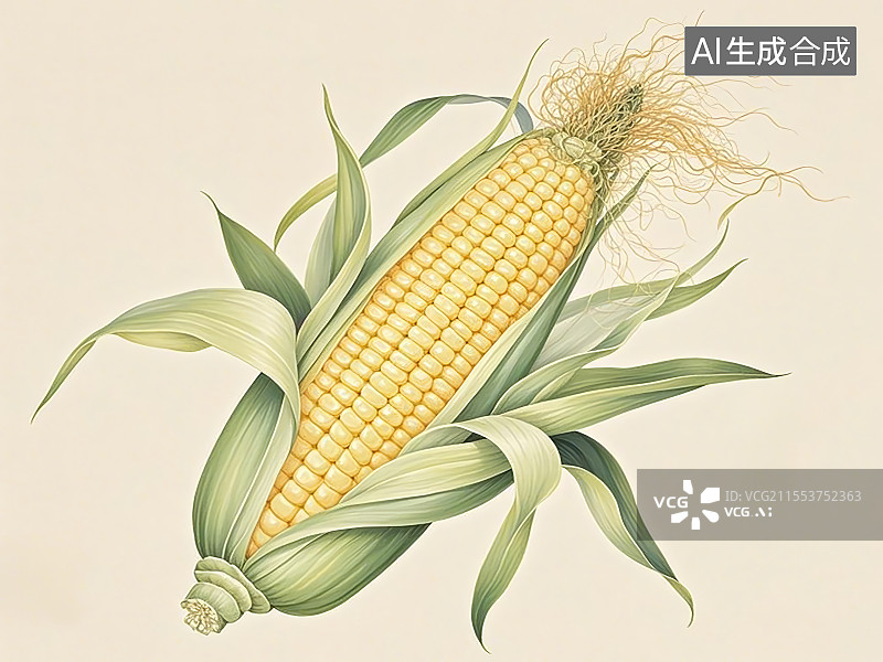 【AI数字艺术】国潮单品插画-玉米图片素材