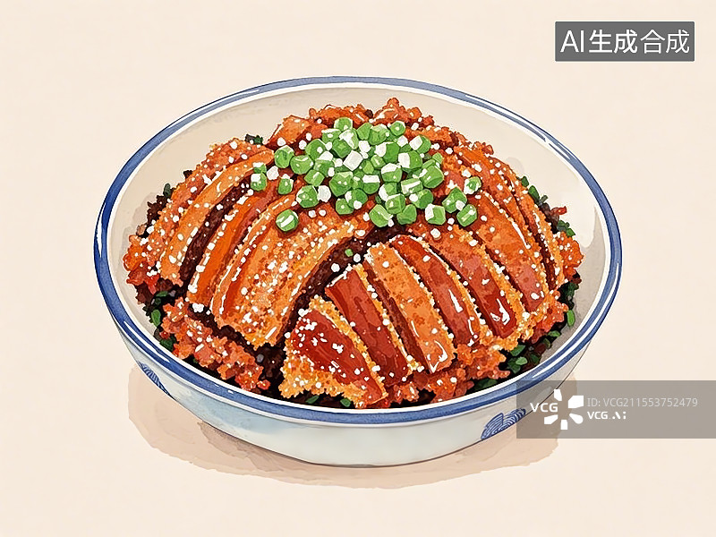 【AI数字艺术】国潮单品插画-粉蒸肉图片素材