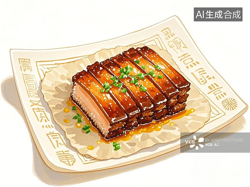 【AI数字艺术】国潮单品插画-粉蒸肉图片素材