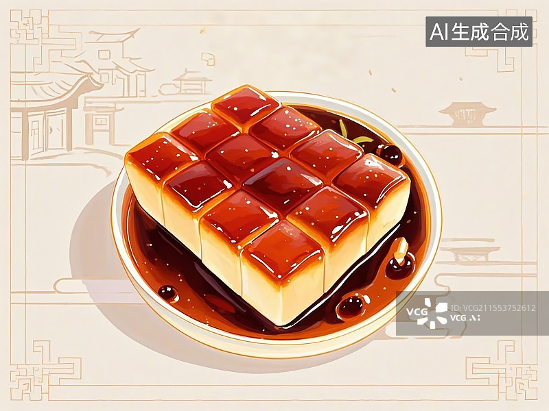 【AI数字艺术】国潮单品插画-红糖年糕图片素材