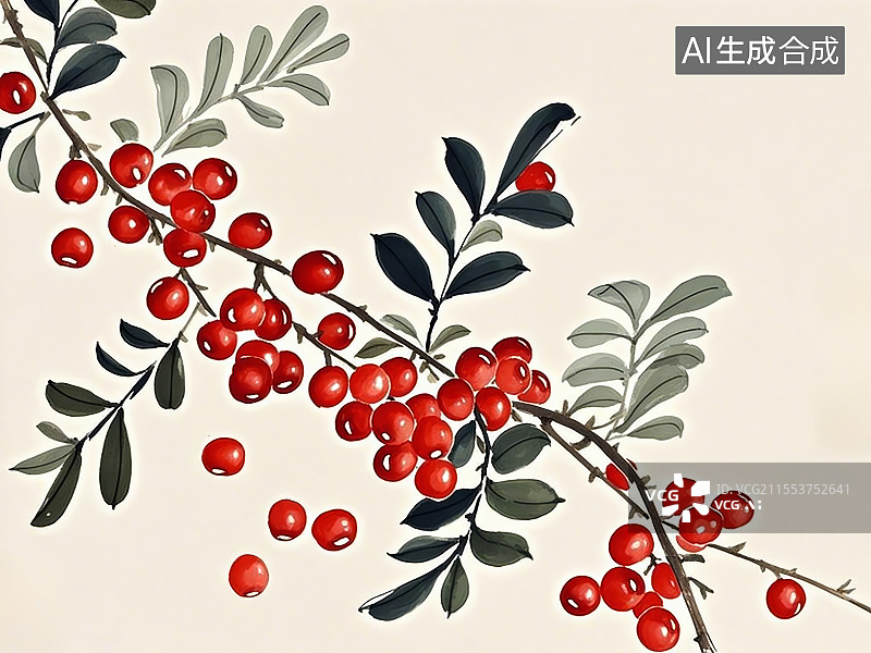 【AI数字艺术】国潮单品插画-红豆图片素材