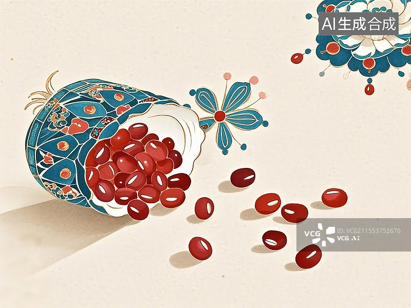 【AI数字艺术】国潮单品插画-红豆图片素材