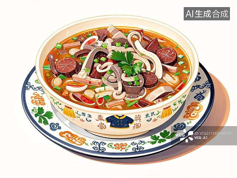 【AI数字艺术】国潮单品插画-羊杂汤图片素材