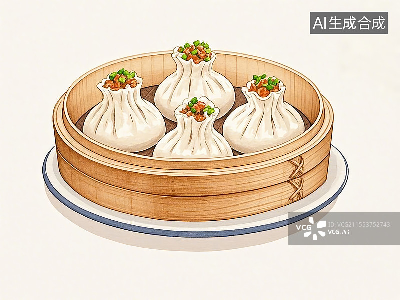 【AI数字艺术】国潮单品插画-羊肉烧麦图片素材