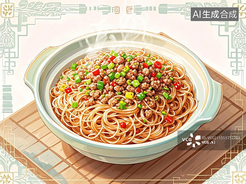 【AI数字艺术】国潮单品插画-肉末粉丝图片素材