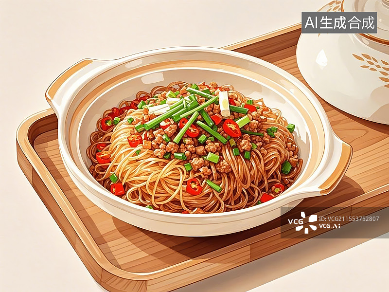 【AI数字艺术】国潮单品插画-肉末粉丝图片素材