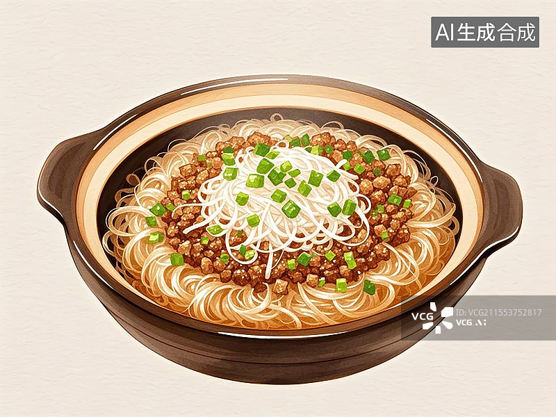 【AI数字艺术】国潮单品插画-肉末粉丝图片素材