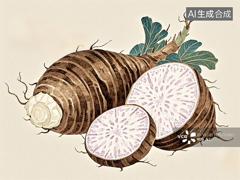 【AI数字艺术】国潮单品插画-荔浦芋头图片素材