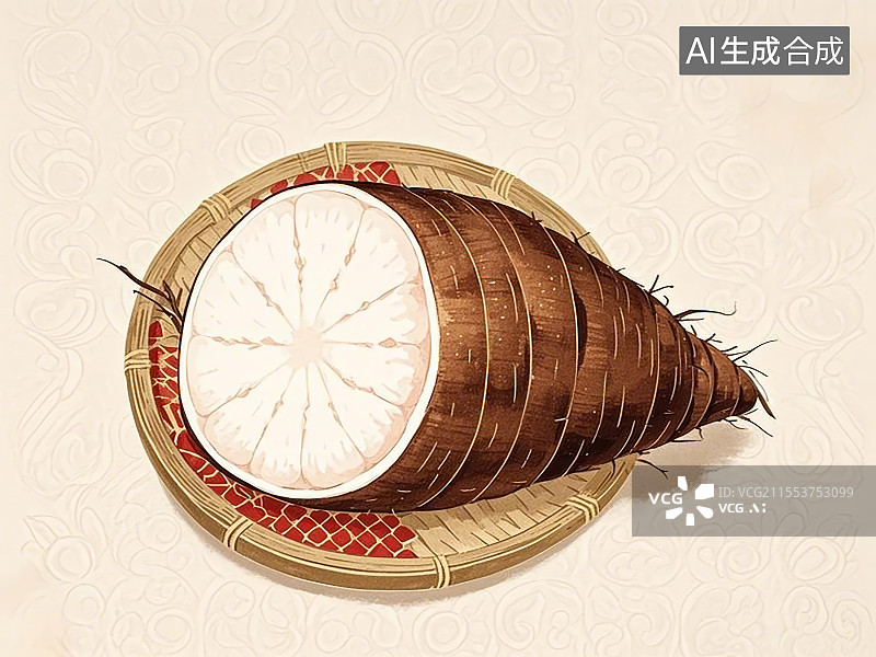 【AI数字艺术】国潮单品插画-荔浦芋头图片素材