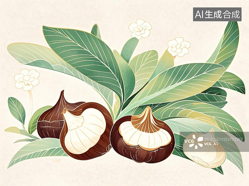 【AI数字艺术】国潮单品插画-荸荠图片素材