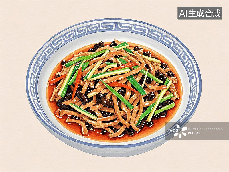【AI数字艺术】国潮单品插画-鱼香肉丝图片素材