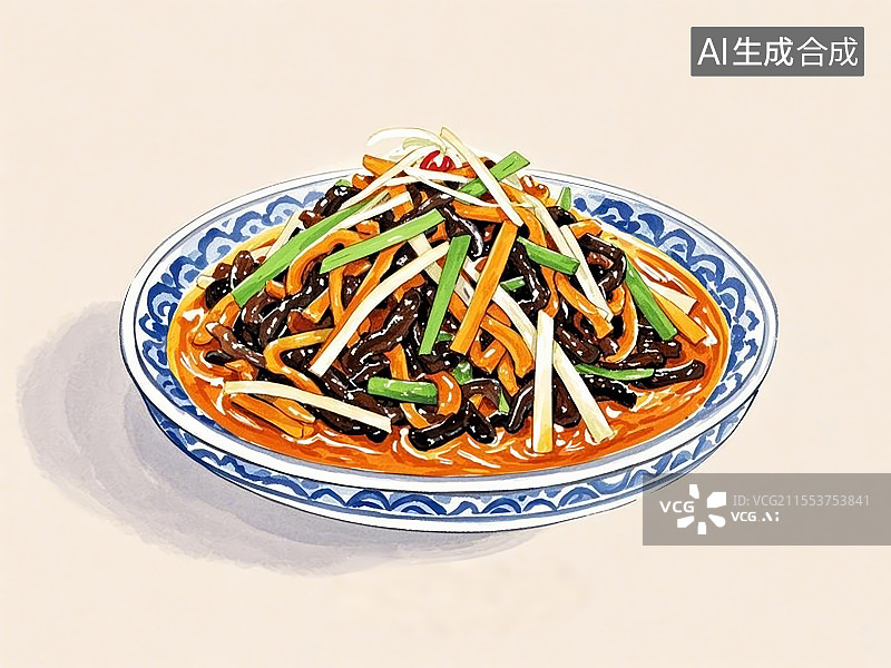 【AI数字艺术】国潮单品插画-鱼香肉丝图片素材