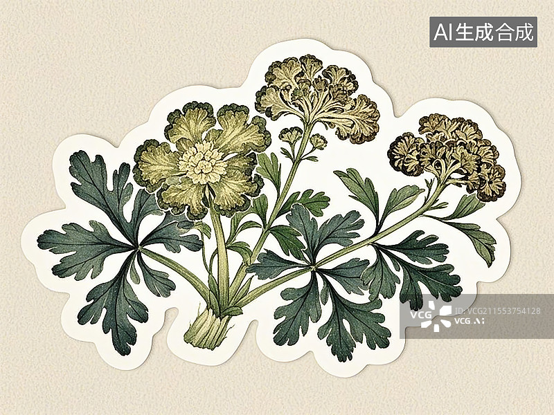 【AI数字艺术】国潮单品插画-中药材川芎图片素材