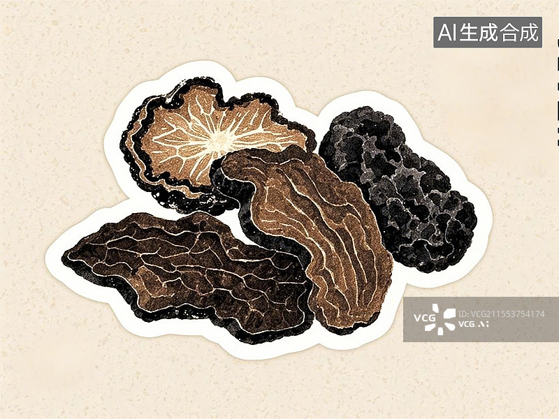 【AI数字艺术】国潮单品插画-中药材熟地黄图片素材