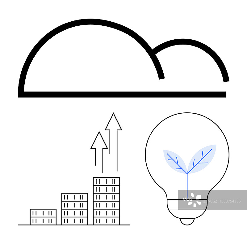 云计算与增长图表及可持续发展图片素材