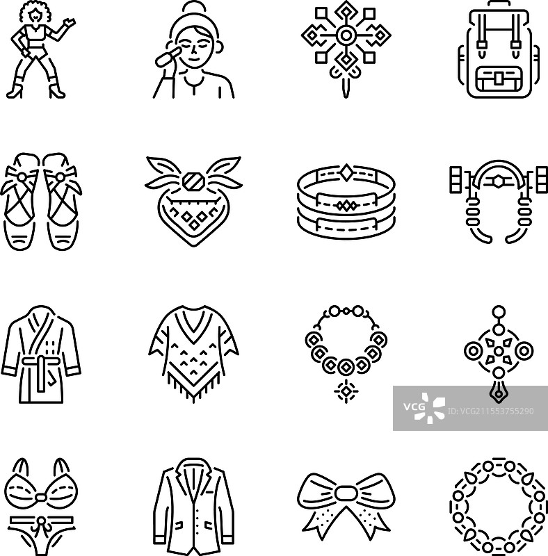 16个线条风格的时尚图标合集图片素材